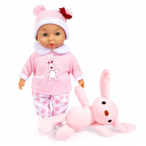 28cm Baby Doll with Plush Bunny